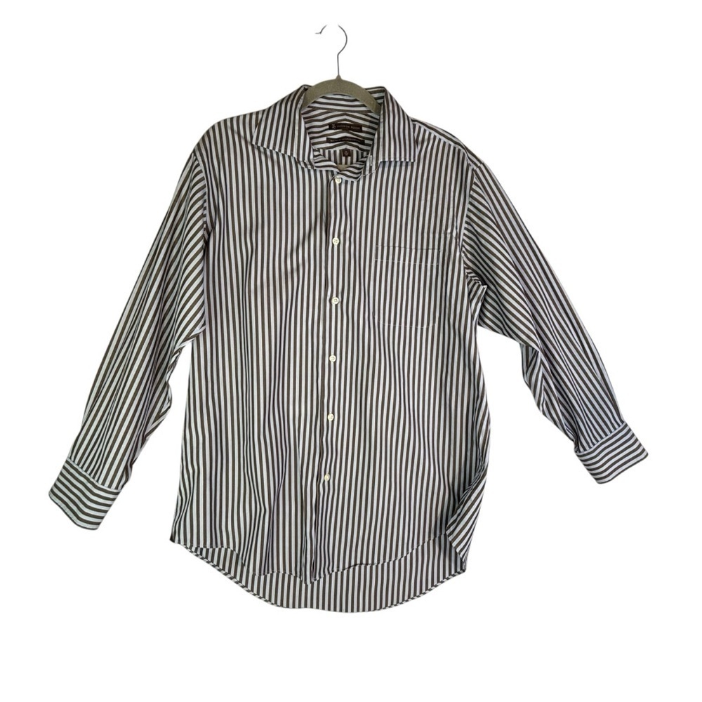 Hudson Room Blue and Brown Striped Dress Shirt